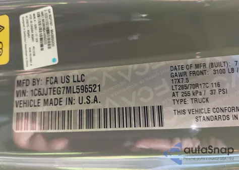 2021 Jeep Gladiator Mojave 4X4 из США, поврежденный, VIN 1C6JJTEG7ML596521